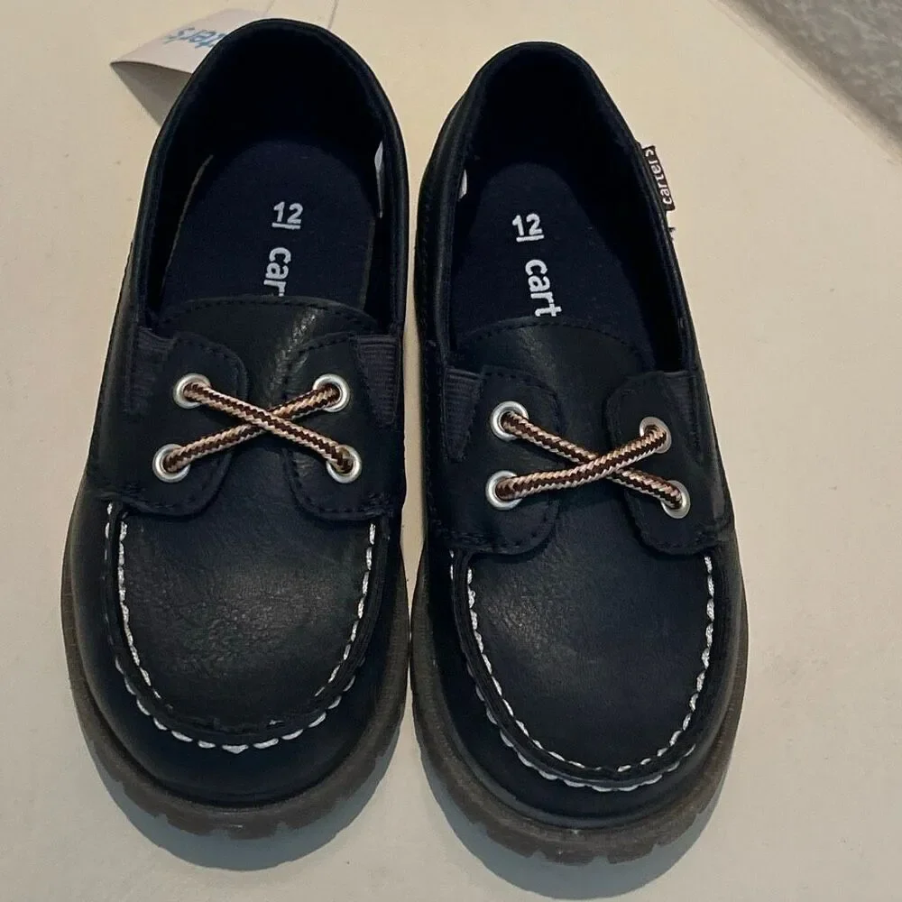 Carters Toddler Size 12 Mac Slip On Loafer Shoes Boat Navy Blue Preppy New